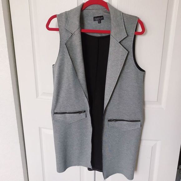 Topshop Jackets & Blazers - Topshop Grey Long Vest